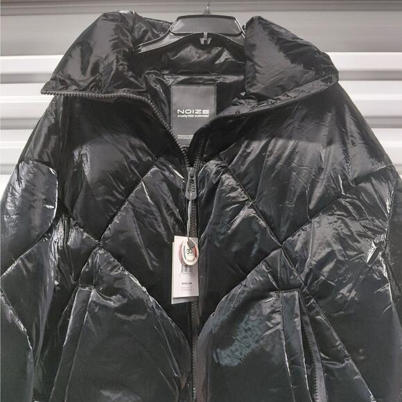 Noize Black Quilted Puffer Jacket Women's Small Vegan Winter Ski Coat Cozycore - Picture 10 of 16